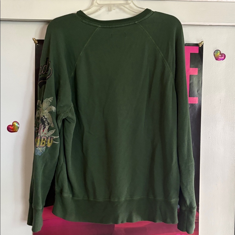 Zadig & Voltaire Green Sweatshirt w/ Butterfly and Skeleton Embroidered Sleeves - Picture 5 of 6